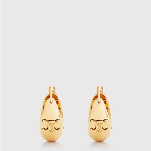 CELINE Triomphe Large Earrings in Brass with Gold Finish